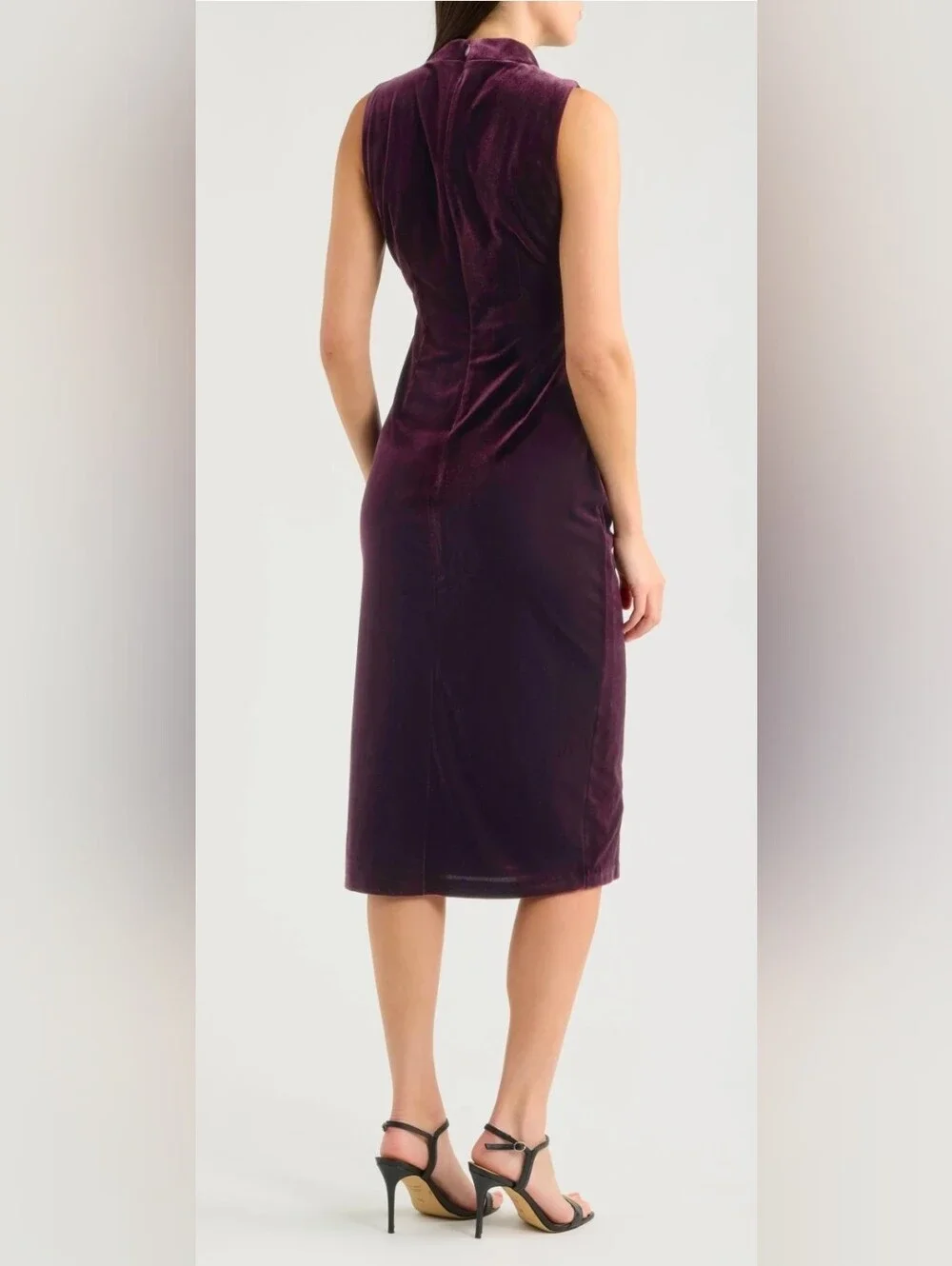 Vince Camuto Velvet Cowl Neck Ruched Midi Dress ✨️ NWT